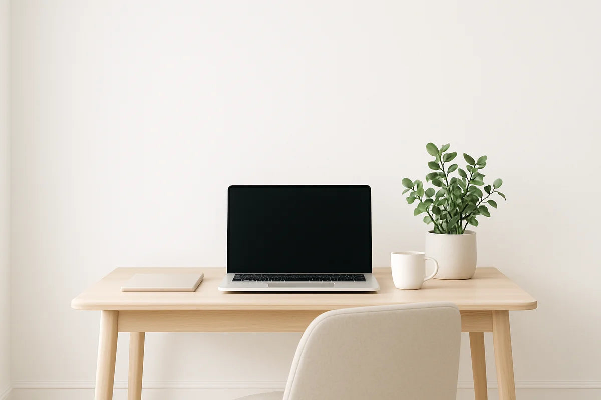 Create a calming home office that helps you work well every day - professional photograph