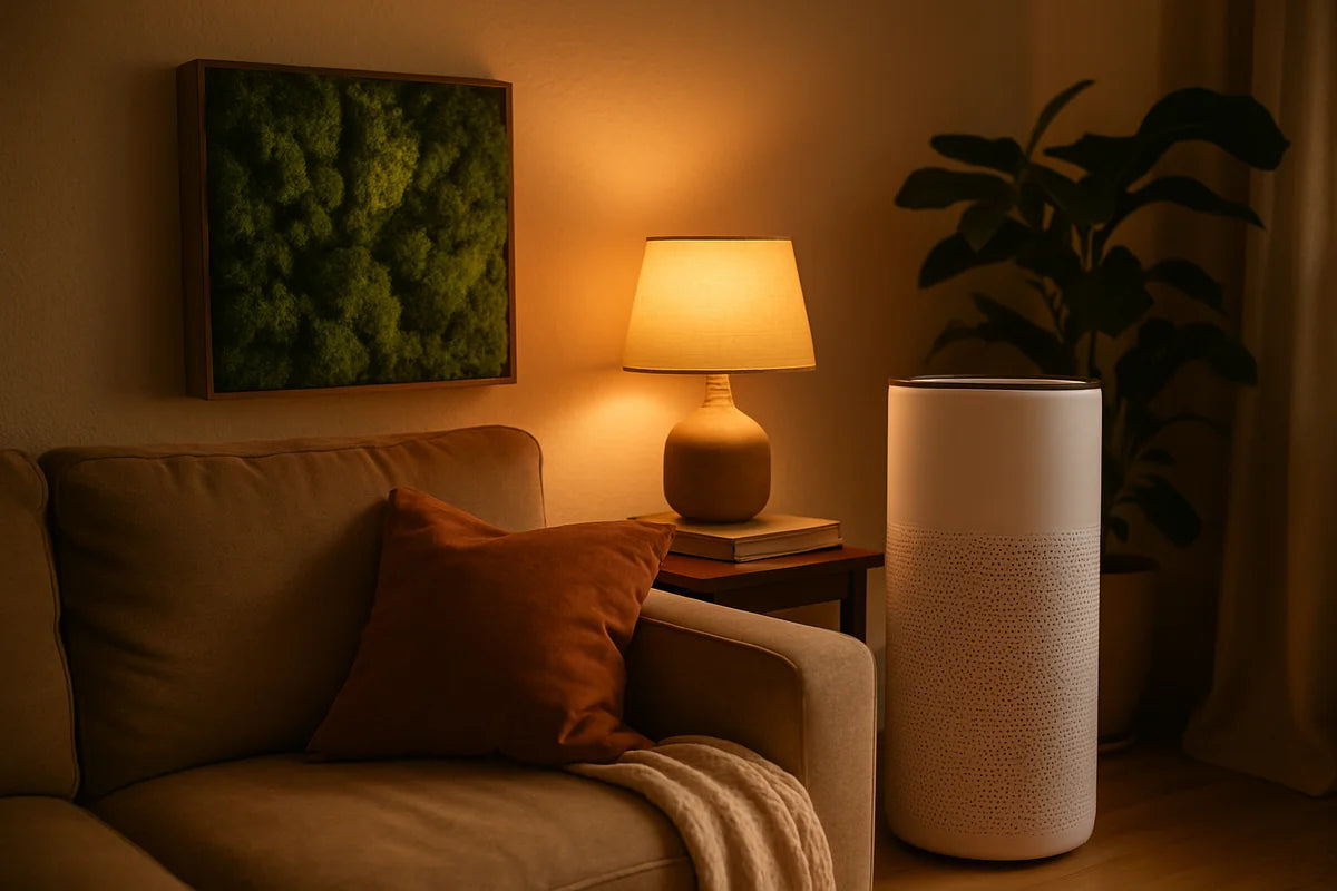 Living Moss Wall Air Purifier vs HEPA Filter for Allergy Sufferers - professional photograph